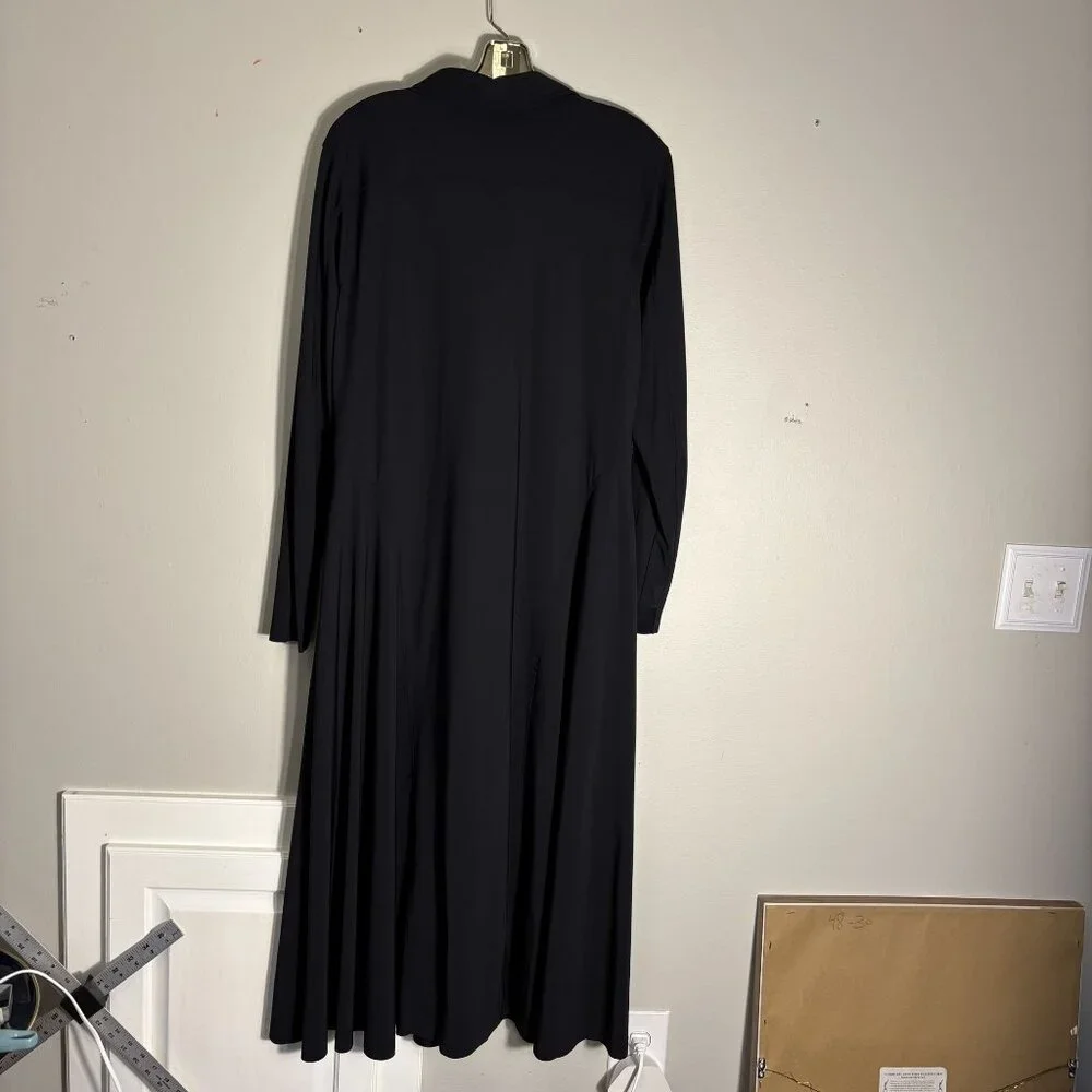 Athleta Black Midi Shirt Dress W/ Collar & Long Sleeves Button Front Size M - Picture 5 of 14